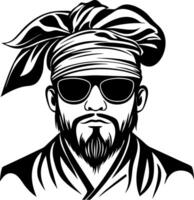 Stylish Man with Sunglasses and Headwrap Illustration for Tattoo Design and Apparel vector