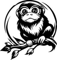 Cute Monkey Sitting on Branch Art for Kids Illustrations and Tattoo Design vector