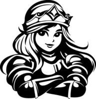 Beautiful Warrior Princess Character in Elegant Armor for Tattoo Design and Coloring Books vector