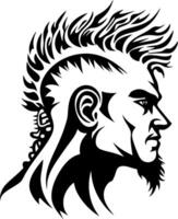 Stylized Mohawk Hairstyle Profile Silhouette for Tattoo Design and Graphic Projects vector