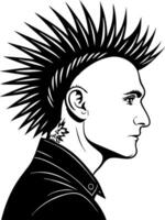 Punk Hairstyle Illustration of a Person with Mohawk and Leather Jacket for Tattoo Design vector