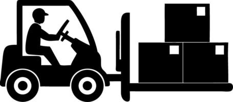 Forklift Operator Lifting Cargo Boxes Illustration for Logistics and Warehouse Use vector