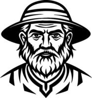 Detailed Bearded Man in Hat Portrait for Tattoo and Graphic Design Applications vector