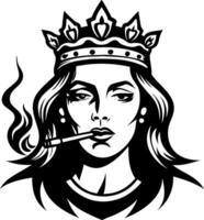 Stylish Woman with Crown and Cigarette Art for Tattoo Design and Graphic Projects vector
