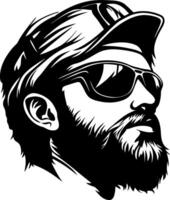 Stylish Man with Sunglasses and Beard Art Suitable for Tattoos and Graphic Design vector