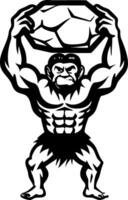 Muscular Primate Lifting Heavy Rock Displaying Strength Power and Determination vector