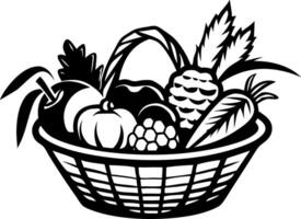 Harvest Basket Filled with Fresh Fruits and Vegetables for Culinary Illustrations vector
