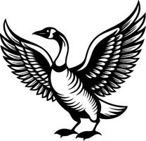 Majestic Flying Goose with Outstretched Wings Illustrated in Bold Black Outline for Design Projects vector