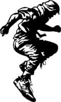 Dynamic Urban Dancer in Mid Air Jumping Pose for Street Art and Graffiti Projects vector
