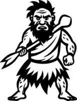 Fierce Tribal Warrior Character with Spear Artistic Design for Tattoos and Graphic Projects vector