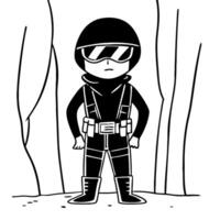 Adventurous Cartoon Spy Character in Stealth Outfit Ready for Action vector