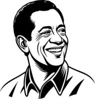 Smiling Man Portrait Art for Tattoo Design and Coloring Book vector