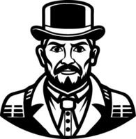 Vintage Gentleman Character Illustration with Top Hat for Tattoo or Graphic Design Use vector