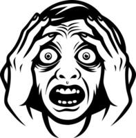 Panic Expression Frightened Face with Distorted Features and Grasping Hands for Horror Art vector