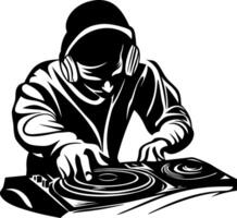 Dynamic DJ Playing Music with Turntables Creative Illustration for Music Events and Merchandise vector
