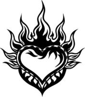 Flaming Heart Tattoo Design Symbolizing Passion and Strength for Creative Projects vector