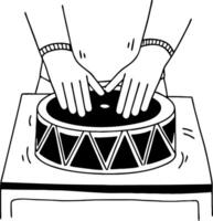 Hands Playing Traditional Drum in Vibrant Musical Expression for Art and Design Projects vector