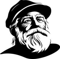 Detailed Portrait of an Elderly Man with a Beard and Hat Ideal for Illustrations and Designs vector