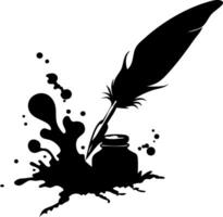 Elegant Quill Pen Ink Bottle and Splashes Design for Artistic Projects and Crafts vector
