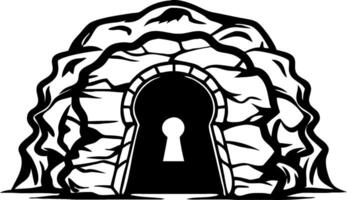 Intricate Cave Entrance with Keyhole Design for Unique Tattoo and Graphic Art Applications vector