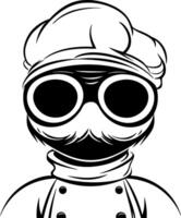 Whimsical Retro Chef Character with Unique Goggles for Playful Designs and Illustrations vector