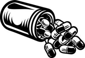 Spilled Capsules on Surface from Open Medicine Bottle Suitable for Healthcare and Wellness Themes vector