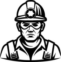 Miner with Helmet and Goggles Illustrating Strength and Hard Work for Tattoo and Design Usage vector