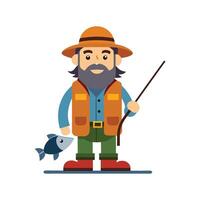Fisher Design on White Background Charming Art vector