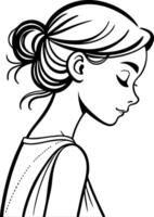 Elegant Profile of a Young Woman with Soft Hair Bun for Stylish Design Projects vector
