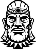 Bold Warrior Face Illustration for Tattoo Design and Graphic Art Projects vector