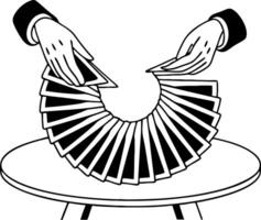 Elegant Card Fan Display with Hands on a Table Perfect for Tattoo or Graphic Design vector