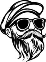 Stylish Hipster Man with Sunglasses and Beard in Vintage Cap Illustration for Design vector