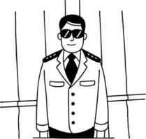 Confident Security Guard in Sunglasses Standing at Checkpoint Illustration for Comic Design vector