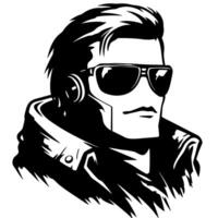 Stylish Retro Male Character with Sunglasses and Jacket for Fashion and Design Projects vector