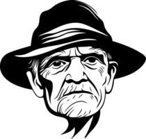 Elderly Man in Hat Vintage Style Graphic Design for Tattoos and Coloring Books vector