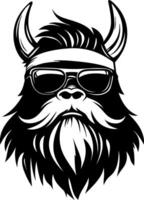 Stylish Viking Beast with Sunglasses and Beard Design for Tattoo and Apparel vector