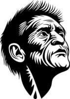 Heroic Portrait of an Elderly Man Gazing Upwards High Contrast Art Ideal for Design Projects vector