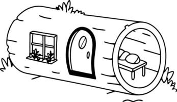 Whimsical Log Cabin Illustration Cozy Treehouse Design for Coloring Pages or Crafts vector