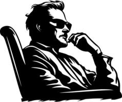 Thoughtful Man in Sunglasses Profile Silhouette for Creative Design Tattoo and Art Projects vector