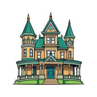 Victorian Mansion with Wraparound Porch Design vector