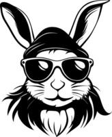 Cool Hipster Rabbit with Sunglasses and Beard Design for Apparel and Art vector