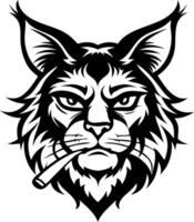 Fierce Lynx Illustration with Cigarette for Tattoo and Graphic Design Use vector