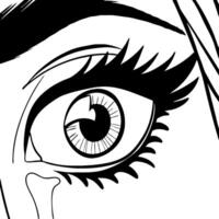 Intricate Eye Illustration with Bold Lashes and Teardrop for Creative Projects vector
