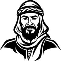 Intricate Warrior Portrait in Dark Silhouette Style for Tattoo Design and Illustrations vector