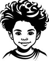 Smiling Child With Curly Hair Portrait Ideal for Illustrations and Coloring Books vector