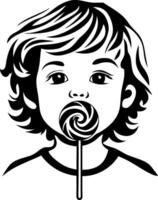 Playful Child with Swirl Lollipop Illustration for Fun Designs and Creative Projects vector
