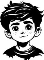 Cute Boy Character Illustration with Freckles and Expressive Eyes for Creative Projects vector