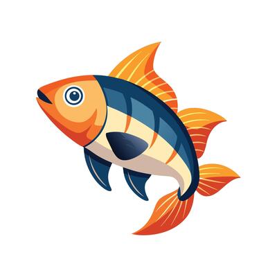 Stylized Fish on White Background Creative