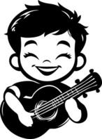 Happy Child Playing Guitar Cute Cartoon Character Illustration for Kids Art Projects vector