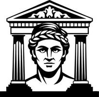 Ancient Greek Bust and Temple Columns Art for Educational and Decorative Use vector